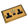 Ellis & Co 2-Gang Switched Socket with USB A & C Ports Georgian Brass - Black