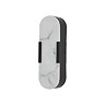 A wall‑mounted light with an oval white marble‑effect front panel and matte black sides, shown switched off.