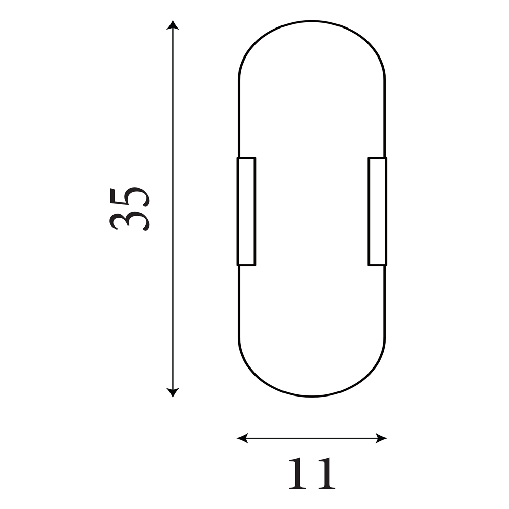 Simple line drawing of the wall light showing two measurements: 350 mm height and 110 mm width.