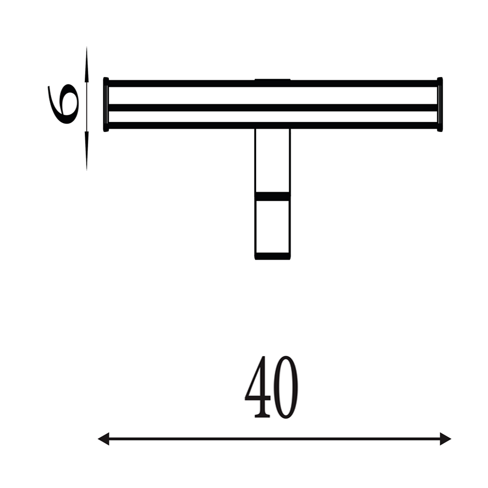 Simple line drawing of a slim horizontal mirror light showing two measurements: 60 mm height and 400 mm width.