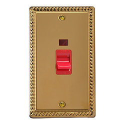 Ellis & Co 45A Cooker Switch with Neon Power Indicator Georgian Brass