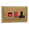 Ellis & Co 45A Cooker Switch with Socket Georgian Brass - Black