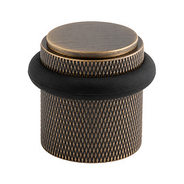Ellis & Co Knurled Floor Mounted Doorstop - Antique Brass