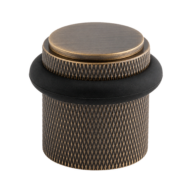 Ellis & Co Knurled Floor Mounted Doorstop - Antique Brass