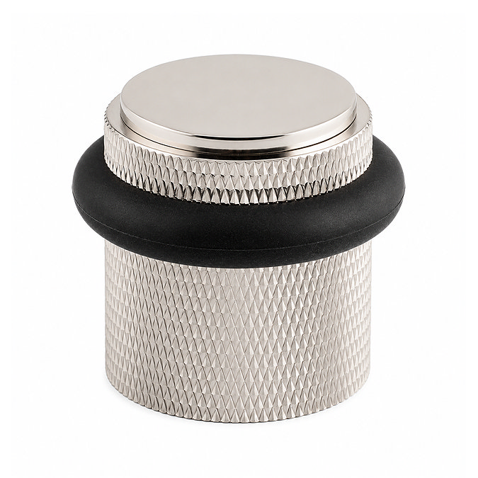 Ellis & Co Knurled Floor Mounted Doorstop - Polished Nickel