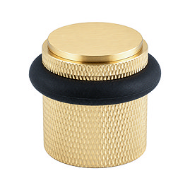 Ellis & Co Knurled Floor Mounted Doorstop - Satin Brass
