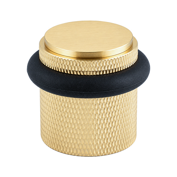 Ellis & Co Knurled Floor Mounted Doorstop - Satin Brass