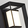 Close‑up of the black square wall light showing the opal acrylic diffuser inside the open metal frame.