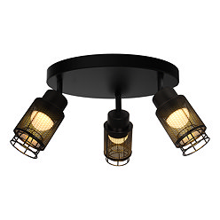 Ellis & Co Matt Black 3-Light Spotlight 80mm Metal & Acrylic Shades