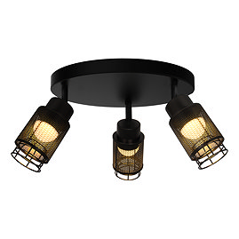 Ellis & Co Matt Black 3-Light Spotlight 80mm Metal & Acrylic Shades
