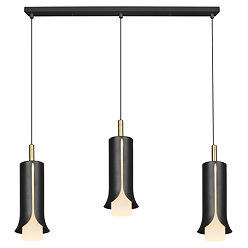 Ellis & Co Matt Black LED 3-Pendant Light Metal & Acrylic Shades