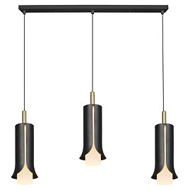 Ellis & Co Matt Black LED 3-Pendant Light Metal & Acrylic Shades