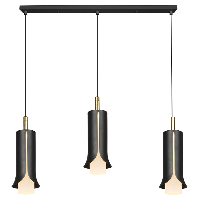 Ellis & Co Matt Black LED 3-Pendant Light Metal & Acrylic Shades