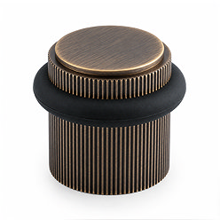 Ellis & Co Reeded Floor Mounted Doorstop - Antique Brass
