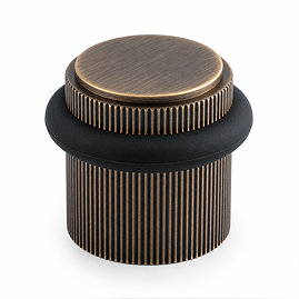 Ellis & Co Reeded Floor Mounted Doorstop - Antique Brass