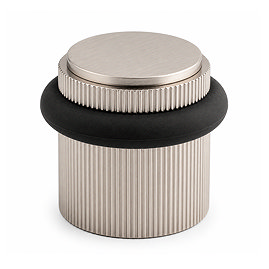 Ellis & Co Reeded Floor Mounted Doorstop - Satin Nickel