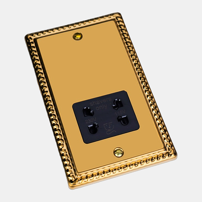 Ellis & Co Shaver Socket Georgian Brass - Black