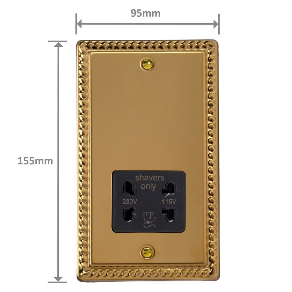 Ellis & Co Shaver Socket Georgian Brass - Black