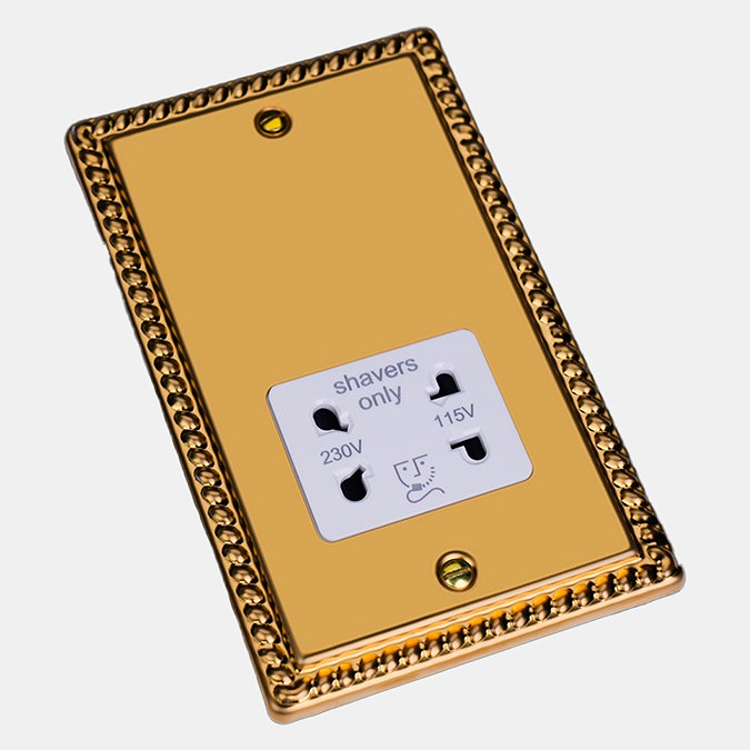 Ellis & Co Shaver Socket Georgian Brass - White