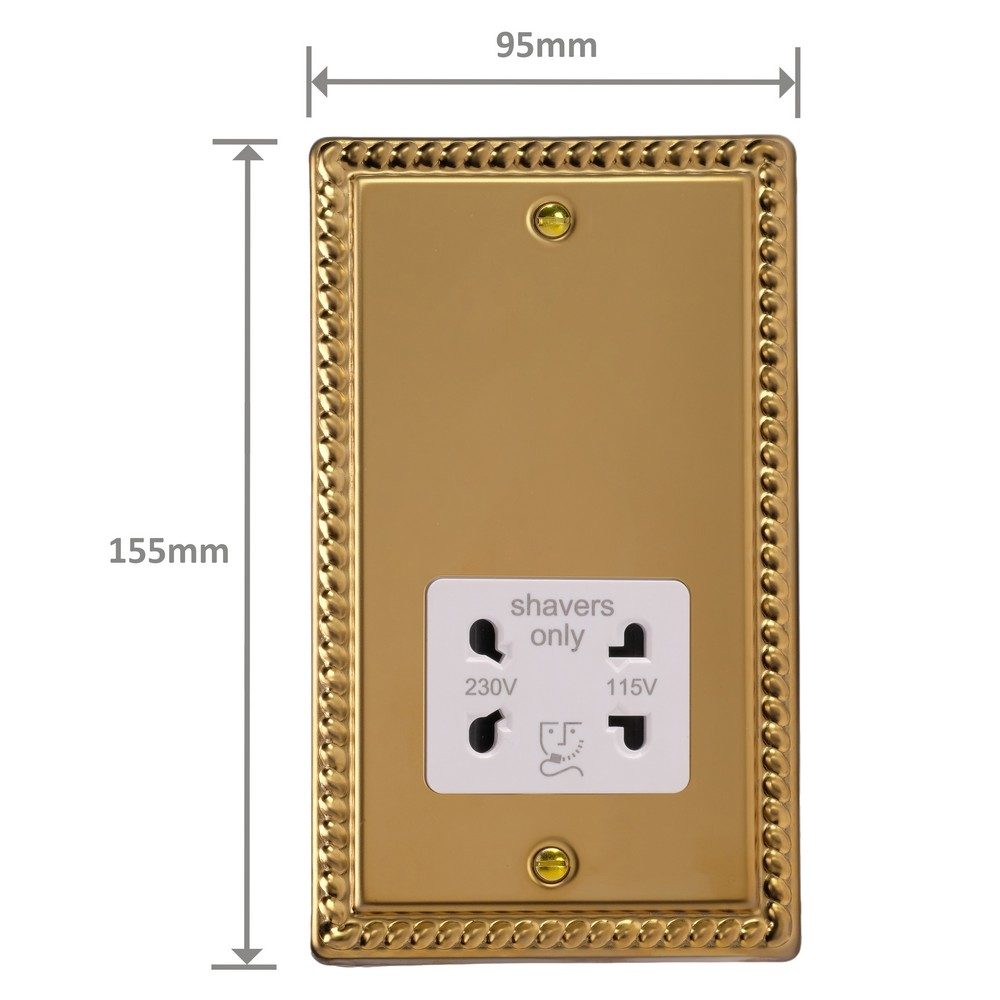 Ellis & Co Shaver Socket Georgian Brass - White