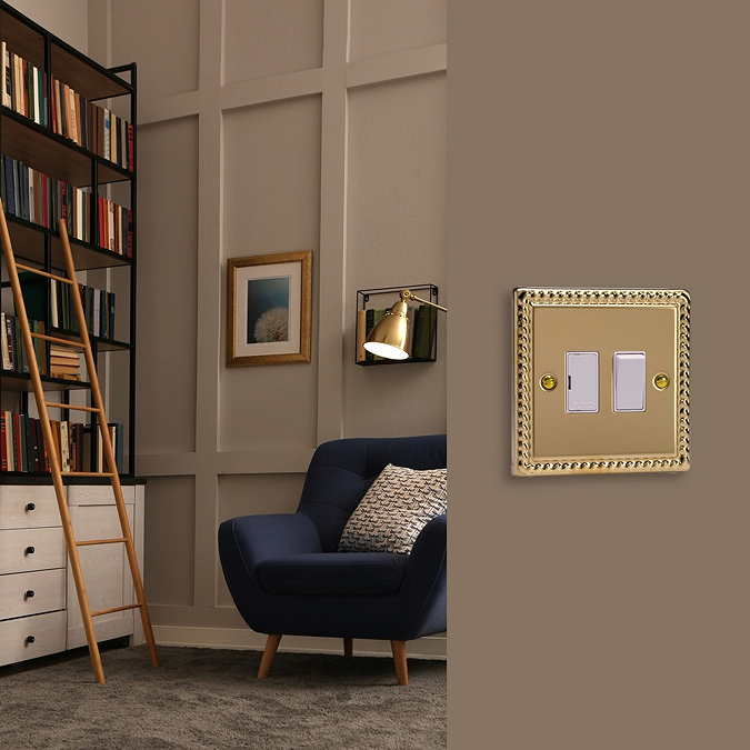 Ellis & Co Switched Fused Spur Georgian Brass - White