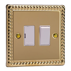 Ellis & Co Switched Fused Spur Georgian Brass - White