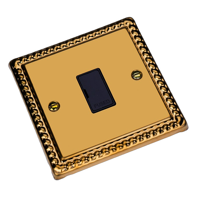 Ellis & Co Unswitched Fused Spur Georgian Brass - Black