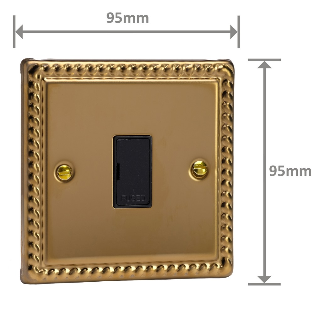 Ellis & Co Unswitched Fused Spur Georgian Brass - Black