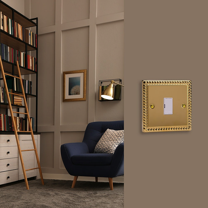 Ellis & Co Unswitched Fused Spur Georgian Brass - White