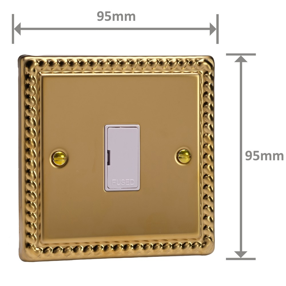 Ellis & Co Unswitched Fused Spur Georgian Brass - White