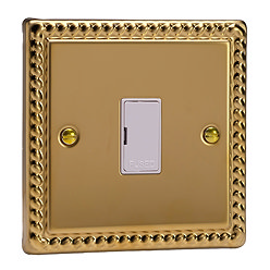 Ellis & Co Unswitched Fused Spur Georgian Brass - White