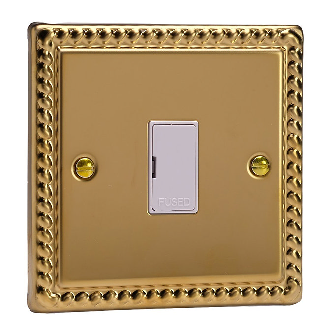 Ellis & Co Unswitched Fused Spur Georgian Brass - White