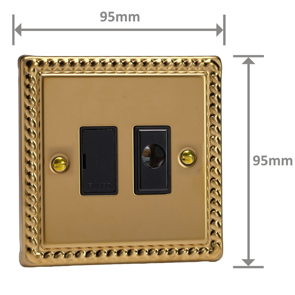 Ellis & Co Unswitched Fused Spur with Flex Outlet Georgian Brass - Black