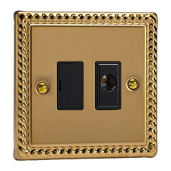 Ellis & Co Unswitched Fused Spur with Flex Outlet Georgian Brass - Black