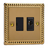 Ellis & Co Unswitched Fused Spur with Flex Outlet Georgian Brass - Black