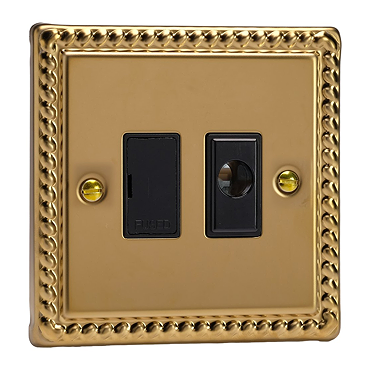 Ellis & Co Unswitched Fused Spur with Flex Outlet Georgian Brass - Black