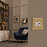 Ellis & Co Unswitched Fused Spur with Flex Outlet Georgian Brass - White