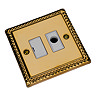 Ellis & Co Unswitched Fused Spur with Flex Outlet Georgian Brass - White