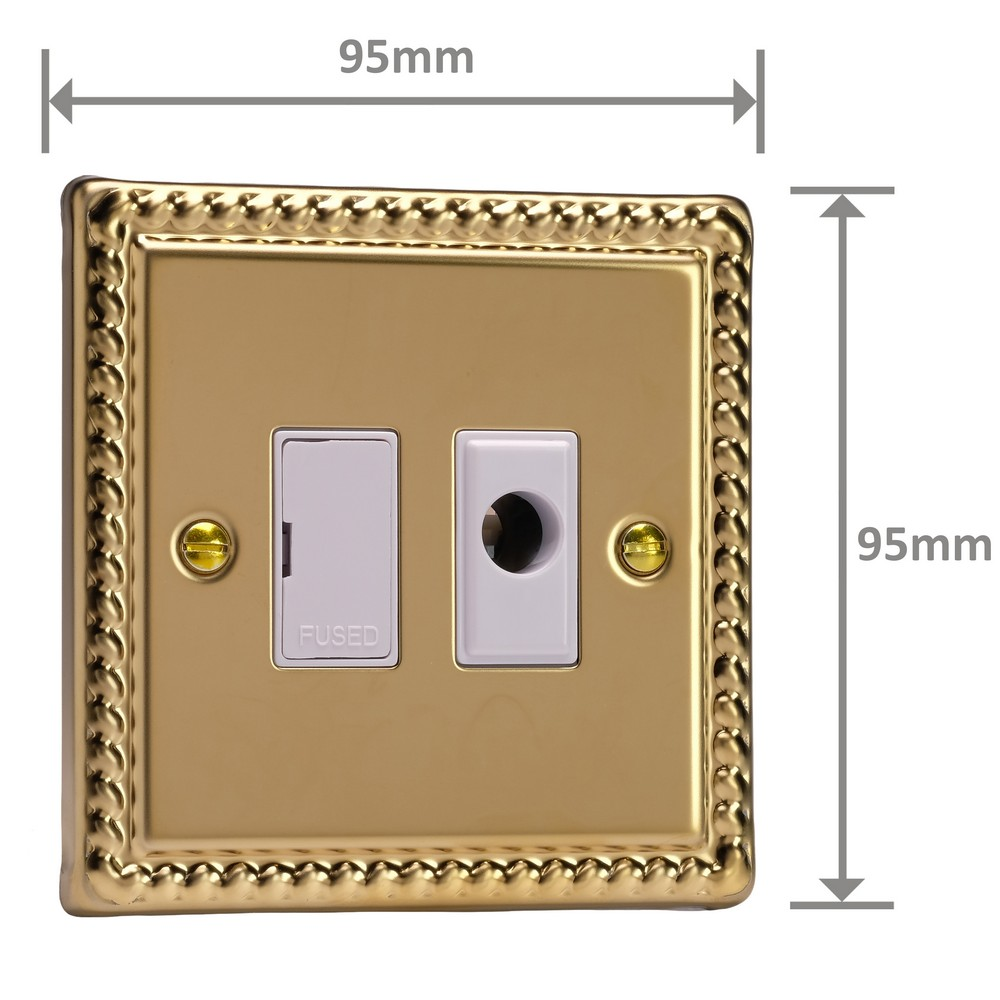 Ellis & Co Unswitched Fused Spur with Flex Outlet Georgian Brass - White