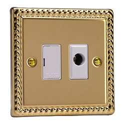 Ellis & Co Unswitched Fused Spur with Flex Outlet Georgian Brass - White