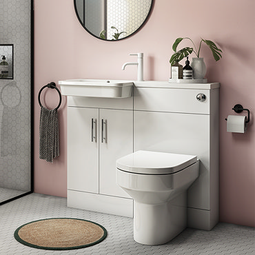Emporio Compact Semi-Recessed Combination Basin and WC Unit - 1000mm  Standard Large Image