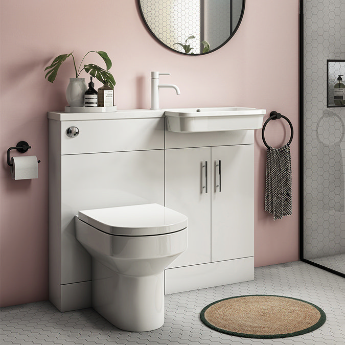 Nova Emporio RH Compact Semi-Recessed Combination Basin and WC Unit - 1000mm Large Image