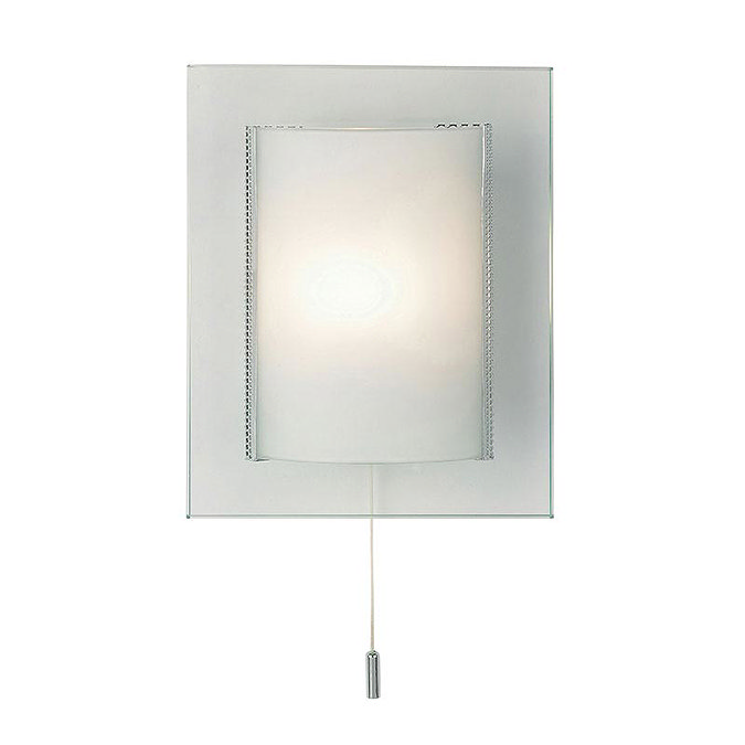Endon - Cabot Rectangular Two Tiered Glass Wall Light Fitting with Pull String- 2011-WB Large Image