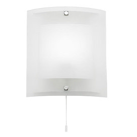 Endon - Blake Square Curved Glass Wall Light Fitting with Pull String- 143-WB Large Image