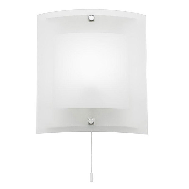 Endon - Blake Square Curved Glass Wall Light Fitting with Pull String- 143-WB Large Image