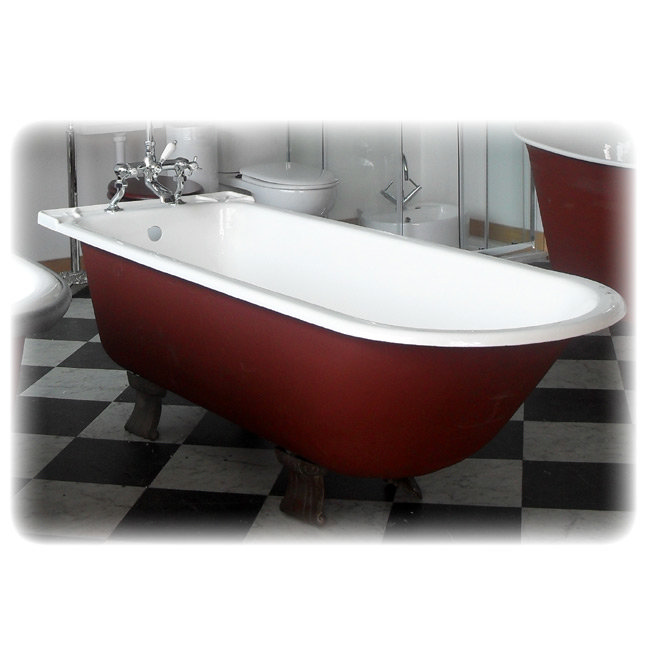 Original English Single Ended Cast Iron Bath with Scroll Feet Large Image