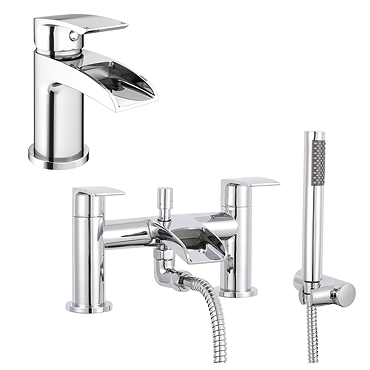 Enzo Waterfall Tap Package (Bath Shower Mixer + Basin Tap) Feature Large Image