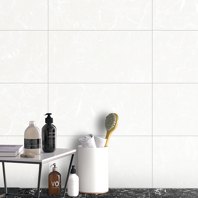 Erica White Marble Effect Wall Tiles - 300 x 600mm