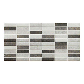 Eris Graphite Porcelain Mosaic Wall and Floor Tile - 250 x 500mm Large Image