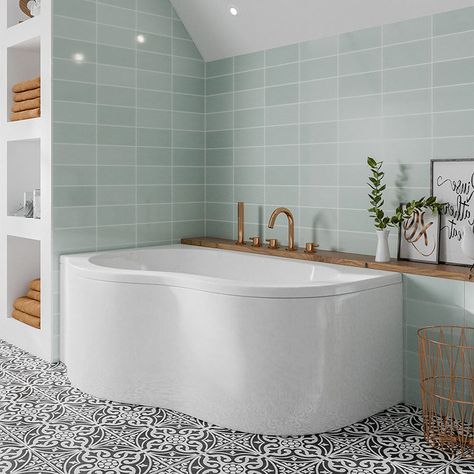 Venice LH 1500mm Curved Corner Shower Bath + Panel Large Image